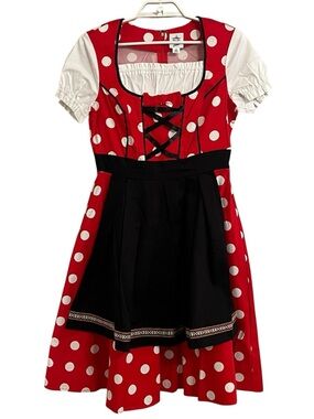 Disney the Dress shop Minnie dress Red Polka Dot  with Black Apron